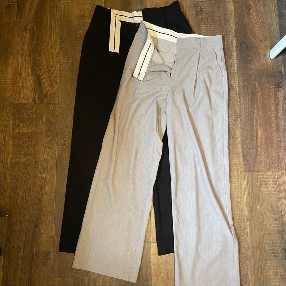 2 Pairs of Cotton On Women's Black and Grey Wide Leg Business Pants
